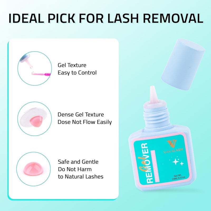 فافالاش مزيل غراء الرموش الجل من فافالاش، مزيل رموش لطيف على البشرة الحساسة، مزيل رموش سريع المفعول للاستخدام الاحترافي، تركيبة لطيفة لا تسبب تهيجًا، 15 مل من جل مزيل الرموش - Image 3